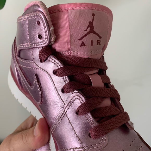 Nike Air Jordan 1 Mid Pink Sneakers - Picture 8 of 10